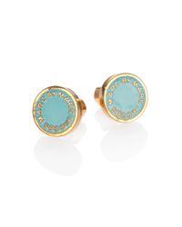 Marc By Marc Jacobs | Blue Enamel Logo Disc Stud Earrings | Lyst