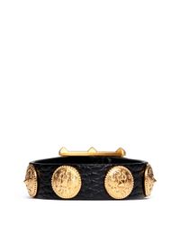 Valentino | Black Gryphon Stud Leather Bracelet | Lyst
