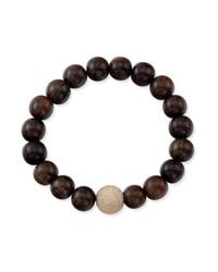 Anne Sisteron - Black Wood Stretch Bracelet With Laser Cut Ball - Lyst