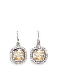 CZ by Kenneth Jay Lane | Yellow Cushion Cut Cubic Zirconia Pavé Earrings | Lyst
