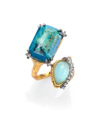 Alexis Bittar | Blue Elements Gilded Muse Chrysocolla, Amazonite & Crystal Rocky Ring | Lyst