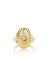 Monica Rich Kosann | Metallic 18k Yellow Gold Scalloped Secret Locket Ring | Lyst
