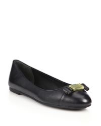 Marc By Marc Jacobs | Black Tuxedo Leather Logo Ballet Flats | Lyst