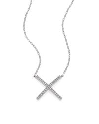 Adriana Orsini | Metallic Twiggy Pavé Sterling Silver X Pendant Necklace | Lyst