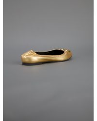 tory burch metallic reva ballet flat silver