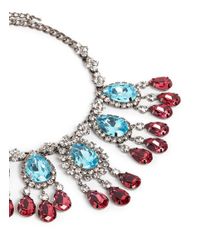 Kenneth Jay Lane | Blue Crystal Teardrop Station Necklace | Lyst
