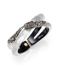 Alexis Bittar | Metallic Imperial Noir Lucite, Labradorite & Crystal Lace Snake Wrap Bangle Bracelet | Lyst