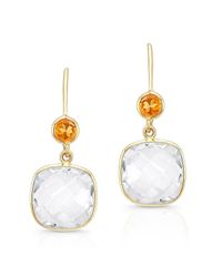 Anne Sisteron - 14kt Yellow Gold White Topaz Citrine Cushion Cut Earrings - Lyst