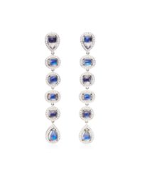Dana Rebecca | Blue One Of A Kind Moonstone Drop Earrings in 14k White Gold | Lyst