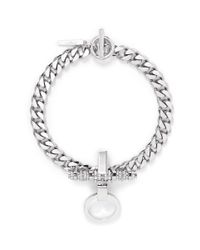 Givenchy | Metallic 'obsedia' Pearl Strass Curb Chain Necklace | Lyst