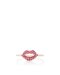 Sydney Evan | Metallic Ruby Pave Lips Ring | Lyst