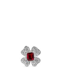 Kenneth Jay Lane | Red Crystal Pavé Flower Ring | Lyst
