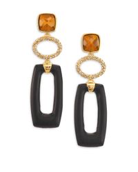 Alexis Bittar | Black Lakana Lucite, Tiger's Eye & Crystal Link Drop Earrings | Lyst