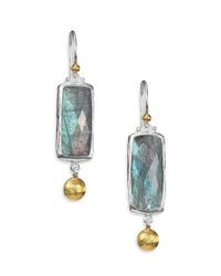 Gurhan | Metallic Lentil Labradorite, 24k Yellow Gold & Sterling Silver Dangling Storm Drop Earrings | Lyst