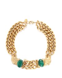 Ela Stone | Green 'grace' Leopard Charm Malachite Chain Necklace | Lyst