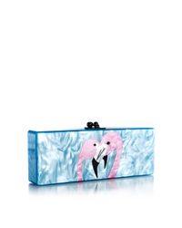 Edie Parker | Multicolor Powder Blue Pearlescent Flavia Two Flamingos | Lyst