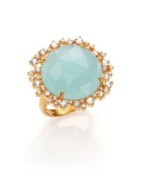 Mija | Light Blue Jade & White Sapphire Cluster Cocktail Ring | Lyst