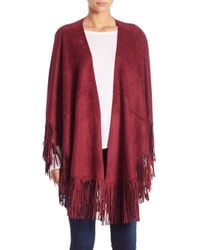 Alberto Makali | Red Faux Suede Fringe Poncho | Lyst