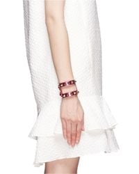 Valentino | Pink Rockstud Cutout Metallic Leather Bracelet | Lyst