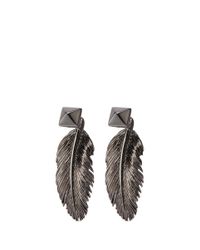 Valentino | Metallic 'Rockstud' Feather Earrings | Lyst