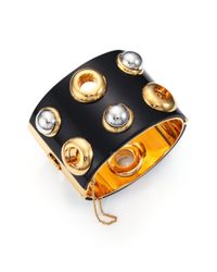 Marc By Marc Jacobs | Black Grommet Cabochon Cuff Bracelet | Lyst