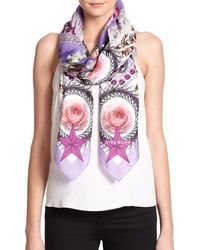Givenchy | Purple Paradise Flowers Cotton & Silk Scarf | Lyst