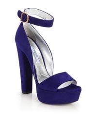 Prada | Blue Suede Platform Sandals | Lyst