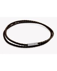 Tateossian | Yokohama Anklet In Black And Brown Leather With Silver Clasp for Men | Lyst
