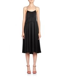 Saint Laurent | Black Tiered Silk Dress | Lyst