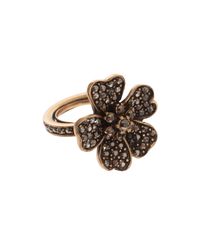 Oscar de la Renta | Metallic Flower Multi Crystal Ring | Lyst