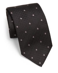 Armani | Black Herringbone Print Silk Tie for Men | Lyst