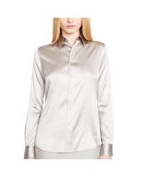 Ralph Lauren Black Label | Gray Rachel Stretch-silk Shirt | Lyst