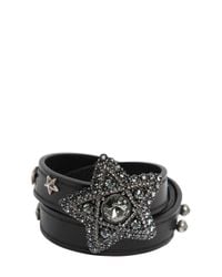 Lanvin | Metallic Star Swarovski & Leather Bracelet | Lyst