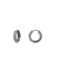 Diane von Furstenberg | Metallic Huggie Hoop Pave Earrings | Lyst