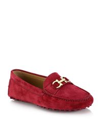 Ferragamo | Red Saba Suede Driving Shoes | Lyst
