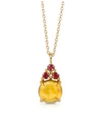 Mia & Beverly - Citrine Quartz And Red Sapphires 18k Rose Gold Pendant Necklace - Lyst