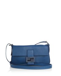 Fendi | Blue Clutch Bag Baguette Micro Leather With Strap 8x14x3 Cm | Lyst