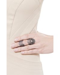 Fallon | Metallic Labyrinth Black Crystal-Pavã© Double Ring | Lyst