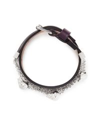 Alexander McQueen | Metallic Skull Chain Double Wrap Leather Bracelet | Lyst