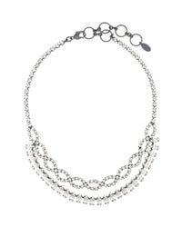Elizabeth Cole | Metallic Navette and Crystal Braided Necklace | Lyst