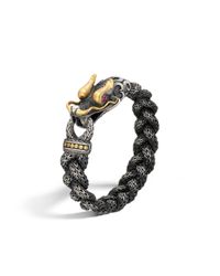 John Hardy | Black Legends Naga 15mm Station Bracelet In Bronze And Leather | Lyst
