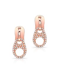Anne Sisteron - Pink 14kt Rose Gold Diamond Zipper Earrings - Lyst