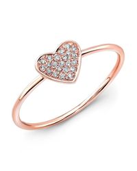 Anne Sisteron - Pink 14kt Rose Gold Diamond Heart Ring - Lyst