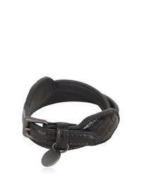 Bottega Veneta | Blue Double Intreccio Leather Bracelet | Lyst