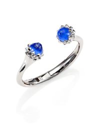Stephen Webster | Blue Agate Clear Quartz Sterling Silver Haze Bangle Bracelet | Lyst