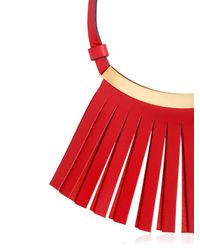 Marni | Red Fringed Leather Necklace | Lyst