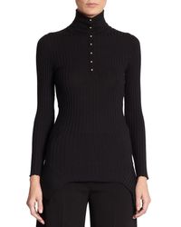 Stella McCartney | Black Snap Rib-knit Turtleneck Sweater | Lyst