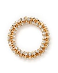 Kenneth Jay Lane | Metallic Crystal Elastic Bracelet | Lyst