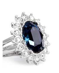 Kenneth Jay Lane | Blue Sapphire Crystal Ring | Lyst