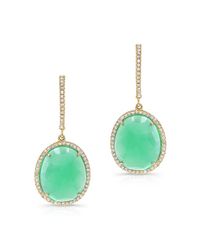 Anne Sisteron - Pink 14kt Rose Gold Chrysoprase Diamond Oval Earrings - Lyst